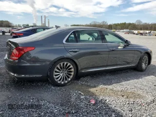 2018 Genesis G90 3.3T Premium with VIN KMHG34JA9JU043262, listed as a Copart auction lot 48592955 with 75,614 mi miles and Salvage Title. Bid and sale history available at carsss.com. Image 3.