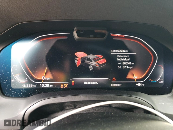 2019 BMW 3 Series 330i xDrive with VIN WBA5R7C53KFH26429, listed as a Copart auction lot 48379825 with 52,536 mi miles and Salvage title. Bid and sale history available at DreamBid. Image 9.