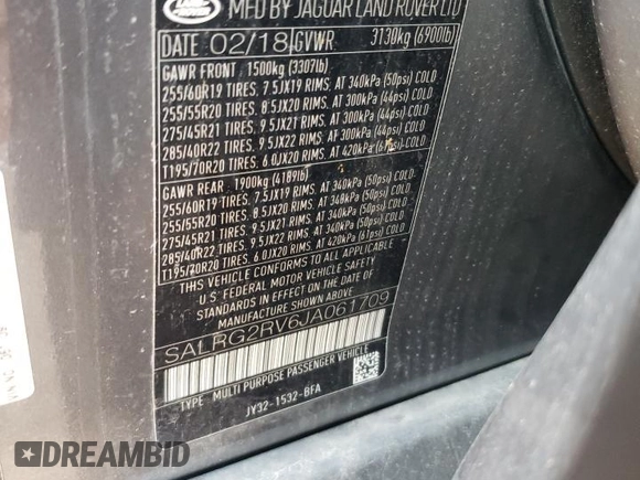 2018 Land Rover Discovery SE with VIN SALRG2RV6JA061709, listed as a Copart auction lot 67114284 with 88,035 mi miles and Salvage Title. Bid and sale history available at carsss.com. Image 12.