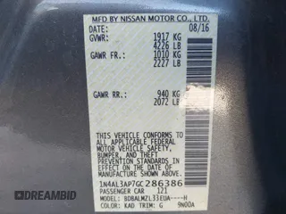 2016 Nissan Altima SR with VIN 1N4AL3AP7GC286386, listed as a IAAI auction lot 41814525 with 79,656 mi miles and . Bid and sale history available at DreamBid. Image 9.