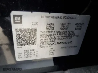2021 GMC Yukon XL Denali with VIN 1GKS2JKL7MR217440, listed as a Copart auction lot 51016115 with 116,684 mi miles and Salvage Title. Bid and sale history available at carsss.com. Image 13.
