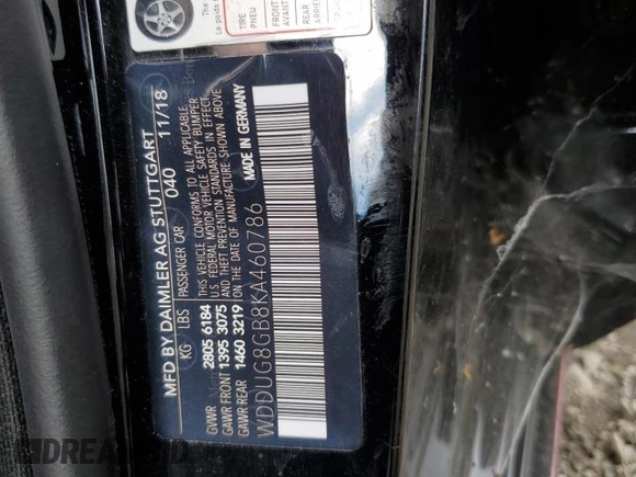 2019 Mercedes-Benz S 560 with VIN WDDUG8GB1KA460161, listed as a Copart auction lot 56998664 with Not Provided miles and Salvage Title. Bid and sale history available at DreamBid. Image 13.