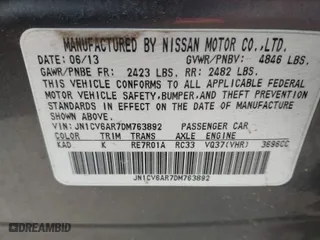 2013 Infiniti G37 Sedan x with VIN JN1CV6AR7DM763892, listed as a IAAI auction lot 41848406 with 1 mi miles. Bid and sale history available at carsss.com. Image 9.