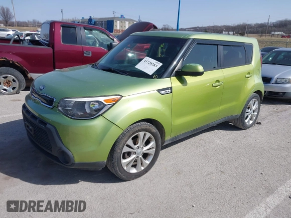 2015 Kia Soul + with VIN KNDJP3A52F7789764, listed as a IAAI auction lot 41728283 with 136,085 mi miles. Bid and sale history available at carsss.com. Image 2.