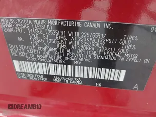 2012 Toyota RAV4 with VIN 2T3BF4DV8CW186388, listed as a IAAI auction lot 42763707 with 178,995 mi miles and . Bid and sale history available at DreamBid. Image 9.