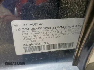 2016 Audi A4 Premium z VIN WAUBFAFL2GN018069, wystawiony jako Copart lot #54594895 z przebiegiem 59 224 mil mil oraz Szkoda całkowita • Salvage title. Historia ofert i sprzedaży dostępna na DreamBid. Obrazek 12.
