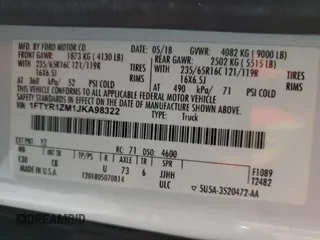 2018 Ford Transit with VIN 1FTYR1ZM1JKA98322, listed as a Copart auction lot 55628705 with 81,788 mi miles and Clean Title. Bid and sale history available at carsss.com. Image 12.
