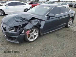 2018 Audi A5 Sportback Premium with VIN WAUDNCF51JA046873, listed as a Copart auction lot 43598815 with 43,297 mi miles and Salvage Title. Bid and sale history available at carsss.com. Image 1.