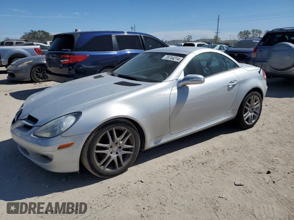 2008 Mercedes-Benz SLK-Class 3.0L with VIN WDBWK54F48F173124, listed as a Copart auction lot 76744214 with 0 mi miles and Non Repairable. Bid and sale history available at carsss.com. Image 1.