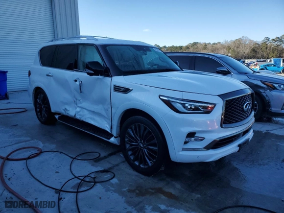2021 Infiniti QX80 LUXE with VIN JN8AZ2AE7M9268050, listed as a Copart auction lot 88445795 with NaN miles and Salvage Title. Bid and sale history available at carsss.com. Image 4.