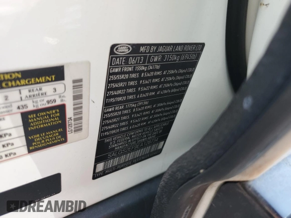 2014 Land Rover Range Rover Supercharged с VIN SALGS2EF9EA128734, выставлен на аукционе Copart как лот 60312445 с пробегом Не указан миль и Чистый • Clean title. История ставок и продаж доступна на DreamBid. Изображение 13.