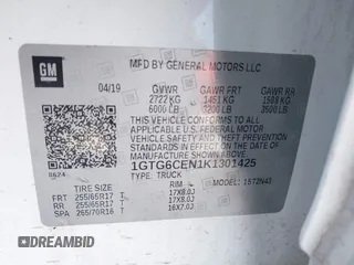 2019 GMC Canyon 4WD SLE with VIN 1GTG6CEN1K1301425, listed as a IAAI auction lot 41358278 with 105,106 mi miles. Bid and sale history available at carsss.com. Image 9.