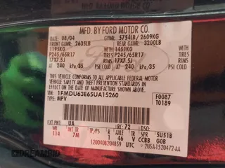 2005 Ford Explorer XLT с VIN 1FMDU63E65UA15260, выставлен на аукционе IAAI как лот 42603930 с пробегом 160 117 миль миль и . История ставок и продаж доступна на DreamBid. Изображение 9.