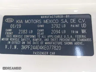 2019 Kia Forte LXS with VIN 3KPF24AD4KE077820, listed as a IAAI auction lot 41291423 with 101,376 mi miles. Bid and sale history available at carsss.com. Image 9.