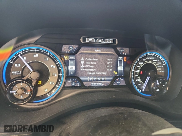 2021 Ram 1500 Limited with VIN 1C6SRFHT1MN563896, listed as a Copart auction lot 63918625 with 91,523 mi miles and Salvage title. Bid and sale history available at DreamBid. Image 9.