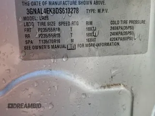 2013 Chevrolet Captiva Sport LTZ with VIN 3GNAL4EK3DS613278, listed as a Copart auction lot 77178304 with Not Provided miles and Salvage Title. Bid and sale history available at DreamBid. Image 13.