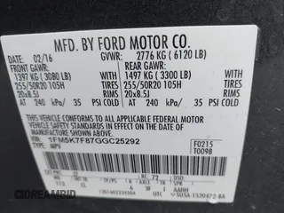 2016 Ford Explorer Limited with VIN 1FM5K7F87GGC25292, listed as a IAAI auction lot 41966819 with 159,438 mi miles and . Bid and sale history available at DreamBid. Image 9.