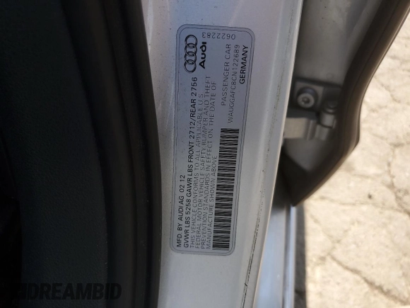 2012 Audi A6 Premium Plus with VIN WAUGGAFC8CN122689, listed as a Copart auction lot 61095835 with 102,668 mi miles and Clean title. Bid and sale history available at DreamBid. Image 12.