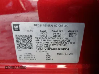 2019 Chevrolet Traverse RS with VIN 1GNEVJKW0KJ236604, listed as a Copart auction lot 85910044 with 59,671 mi miles and Salvage Title. Bid and sale history available at carsss.com. Image 14.