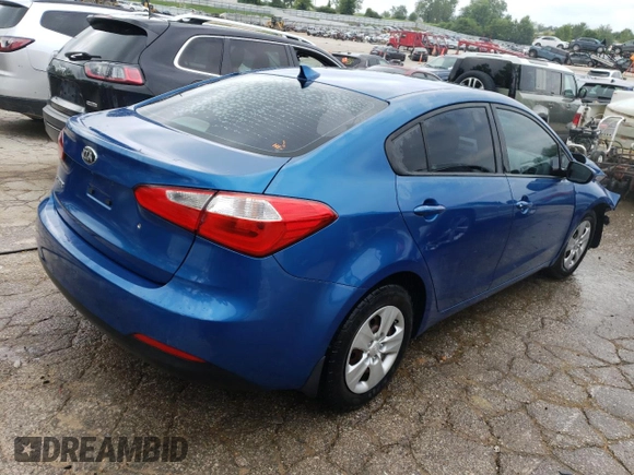 2014 Kia Forte LX with VIN KNAFK4A62E5072887, listed as a Copart auction lot 54943764 with 0 mi miles and Salvage Title. Bid and sale history available at carsss.com. Image 3.