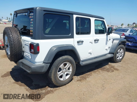 2018 Jeep Wrangler Unlimited Sport with VIN 1C4HJXDG4JW319142, listed as a IAAI auction lot 42702550 with 72,023 mi miles and . Bid and sale history available at DreamBid. Image 4.