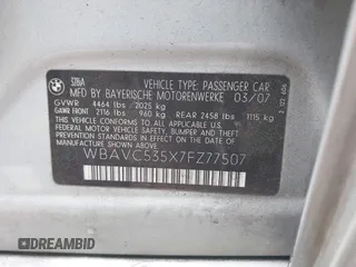 2007 BMW 3 Series 328i с VIN WBAVC535X7FZ77507, выставлен на аукционе IAAI как лот 42230370 с пробегом 167 206 миль миль и . История ставок и продаж доступна на DreamBid. Изображение 9.