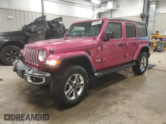 2022 Jeep Wrangler Unlimited Sahara with VIN 1C4HJXEN9NW120171, listed as a Copart auction lot 47029585 with 25,085 mi miles and Salvage Title. Bid and sale history available at DreamBid. Image 1.