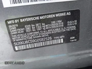 2016 BMW X6 xDrive50i with VIN 5UXKU6C59G0S82526, listed as a IAAI auction lot 41786622 with 110,796 mi miles and . Bid and sale history available at DreamBid. Image 9.