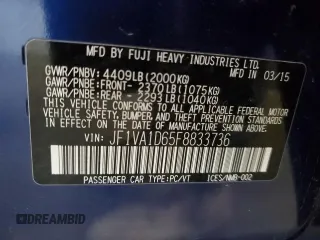2015 Subaru WRX Premium с VIN JF1VA1D65F8833736, выставлен на аукционе Copart как лот 55960445 с пробегом 70 538 миль миль и Списание • Salvage title. История ставок и продаж доступна на DreamBid. Изображение 13.