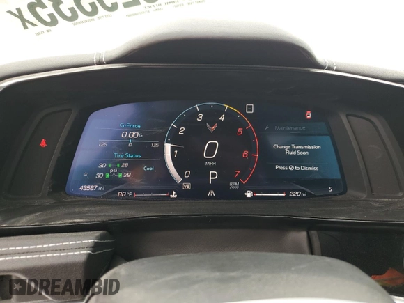2020 Chevrolet Corvette 2LT with VIN 1G1Y72D45L5117631, listed as a Copart auction lot 49029335 with 43,587 mi miles and Salvage title. Bid and sale history available at DreamBid. Image 9.