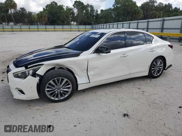 2018 Infiniti Q50 Luxe z VIN JN1EV7AP1JM590069, wystawiony jako Copart lot #58390615 z przebiegiem 100 772 mil mil oraz Szkoda całkowita • Salvage title. Historia ofert i sprzedaży dostępna na DreamBid. Obrazek 1.