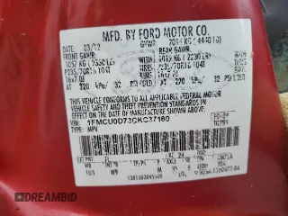 2012 Ford Escape XLT with VIN 1FMCU0D73CKC37160, listed as a Copart auction lot 54443864 with 160,488 mi miles and Salvage Title. Bid and sale history available at carsss.com. Image 13.