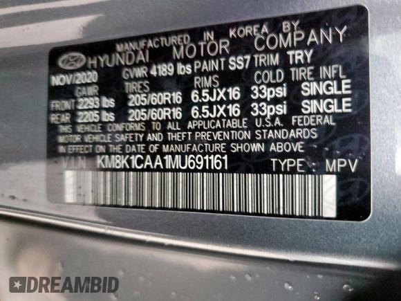 2021 Hyundai Kona SE z VIN KM8K1CAA1MU691161, wystawiony jako Copart lot #54169615 z przebiegiem 94 302 mil mil oraz Szkoda całkowita • Salvage title. Historia ofert i sprzedaży dostępna na DreamBid. Obrazek 14.