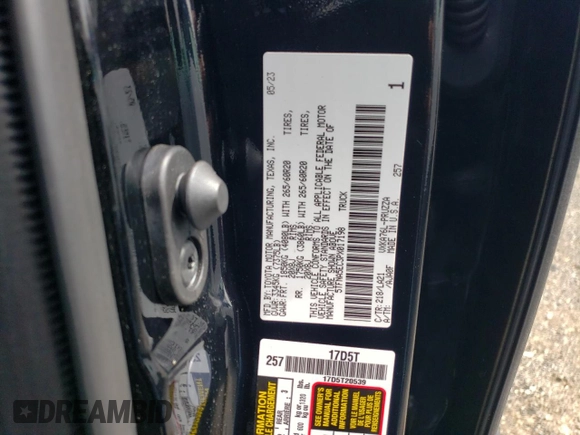 2023 Toyota Tundra Platinum with VIN 5TFNA5EC3PX017198, listed as a Copart auction lot 62857595 with 16,571 mi miles and Salvage title. Bid and sale history available at DreamBid. Image 13.