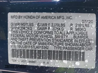 2020 Acura TLX w/Technology Pkg with VIN 19UUB1F57LA015342, listed as a IAAI auction lot 41553319 with 18,111 mi miles. Bid and sale history available at carsss.com. Image 9.