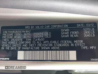2012 Volvo XC70 3.2L with VIN YV4952BZ0C1141842, listed as a IAAI auction lot 41784679 with 106,541 mi miles and . Bid and sale history available at DreamBid. Image 9.