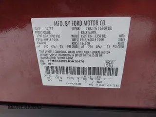 2018 Ford Explorer XLT with VIN 1FM5K8D83JGA36476, listed as a IAAI auction lot 41606691 with 94,190 mi miles and . Bid and sale history available at carsss.com. Image 9.
