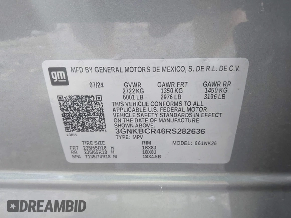 2024 Chevrolet Blazer LT z VIN 3GNKBCR46RS282636, wystawiony jako IAAI lot #42263380 z przebiegiem 17 412 mil mil oraz . Historia ofert i sprzedaży dostępna na DreamBid. Obrazek 9.