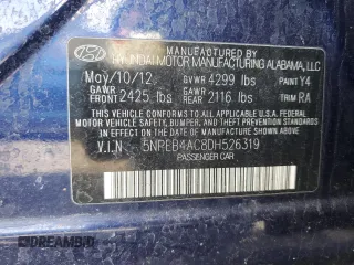 2013 Hyundai Sonata GLS z VIN 5NPEB4AC8DH526319, wystawiony jako Copart lot #50889695 z przebiegiem 99 512 mil mil oraz Szkoda całkowita • Salvage title. Historia ofert i sprzedaży dostępna na DreamBid. Obrazek 12.