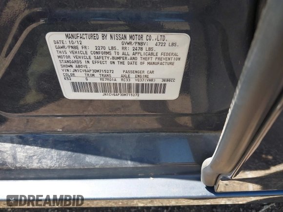 2013 Infiniti G37 Journey with VIN JN1CV6AP3DM715272, listed as a IAAI auction lot 41987398 with 135,150 mi miles and . Bid and sale history available at DreamBid. Image 9.
