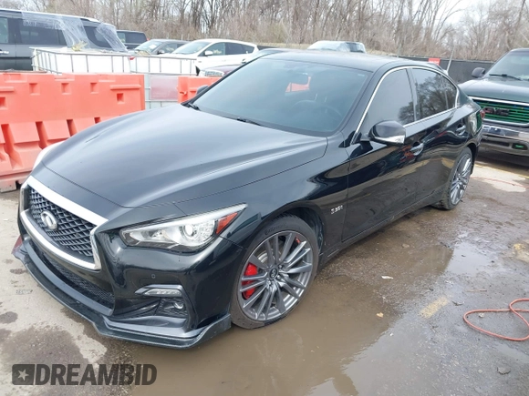 2018 Infiniti Q50 RED SPORT 400 with VIN JN1FV7AR7JM481279, listed as a IAAI auction lot 41850295 with 75,807 mi miles. Bid and sale history available at carsss.com. Image 18.