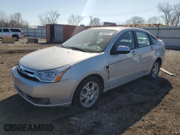 2008 Ford Focus SE with VIN 1FAHP35NX8W179702, listed as a Copart auction lot 43032555 with 101,309 mi miles and Salvage Title. Bid and sale history available at carsss.com. Image 1.