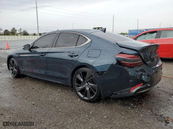 2023 Genesis G70 2.0T with VIN KMTG34TA5PU104568, listed as a Copart auction lot 46131285 with 38,319 mi miles and Salvage Title. Bid and sale history available at carsss.com. Image 2.