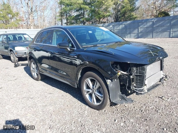 2022 Audi Q3 S line Premium Plus with VIN WA1EECF34N1048557, listed as a IAAI auction lot 41758015 with 38,234 mi miles. Bid and sale history available at carsss.com. Image 1.