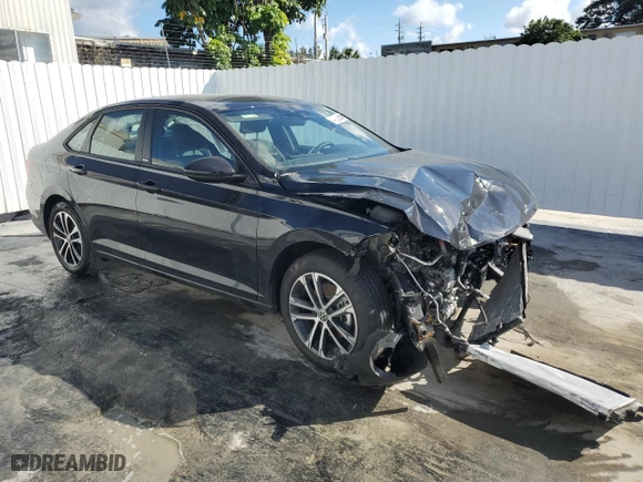 2025 Volkswagen Jetta Sport with VIN 3VWBX7BU6SM031845, listed as a Copart auction lot 44232565 with 4,502 mi miles and Non Repairable. Bid and sale history available at carsss.com. Image 4.