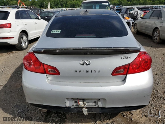 2011 Infiniti G25 Sedan x with VIN JN1DV6AR8BM451789, listed as a Copart auction lot 62542884 with 0 mi miles and Salvage Title. Bid and sale history available at carsss.com. Image 6.
