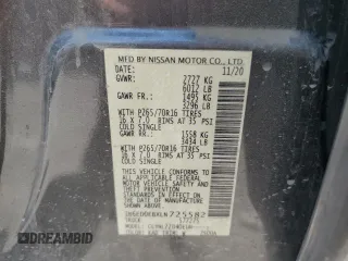 2020 Nissan Frontier SV with VIN 1N6ED0EBXLN725582, listed as a Copart auction lot 62506715 with 48,593 mi miles and Salvage title. Bid and sale history available at DreamBid. Image 12.