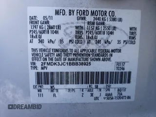 2011 Ford Edge SEL with VIN 2FMDK3JC1BBB38925, listed as a Copart auction lot 46193535 with 101,641 mi miles and Salvage Title. Bid and sale history available at carsss.com. Image 13.