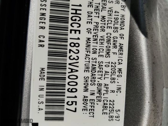 1997 Honda Accord Wgn LX with VIN 1HGCE1823VA009157, listed as a Copart auction lot 81479684 with NaN miles and Salvage Title. Bid and sale history available at carsss.com. Image 12.