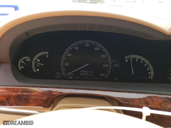 2009 Mercedes-Benz S-Class 5.5L V8 with VIN WDDNG86X59A272951, listed as a Copart auction lot 51121735 with 107,619 mi miles and Salvage Title. Bid and sale history available at carsss.com. Image 9.